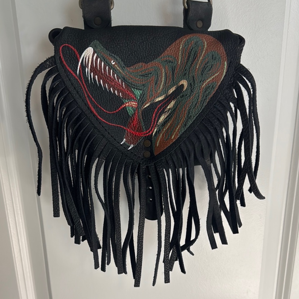 Black and Red Mini Fringe Bag